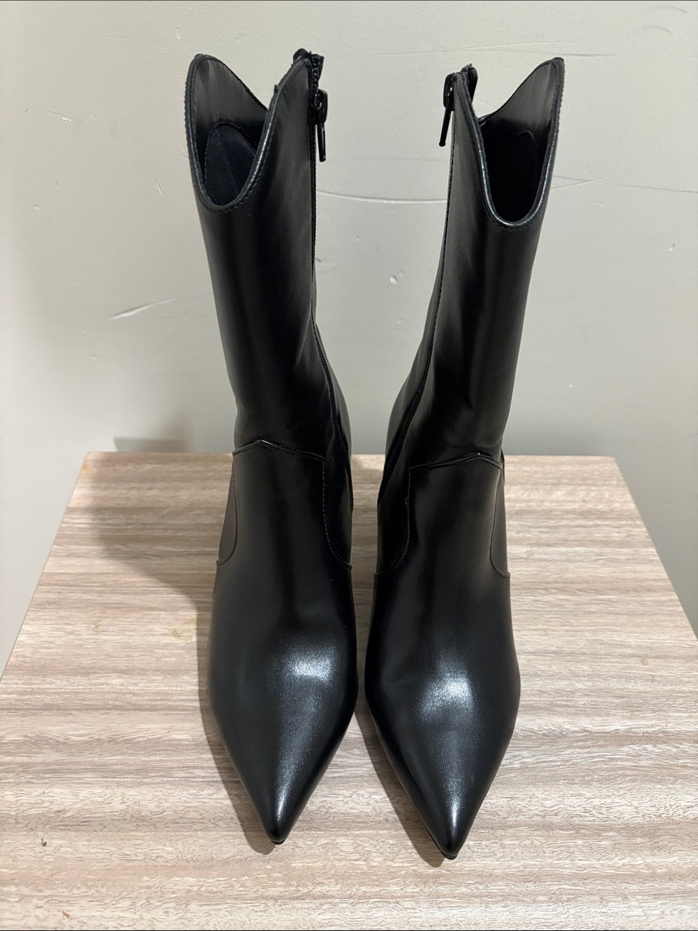 Nine West  Women's Black Pointed-Toe Mid-Calf Boots